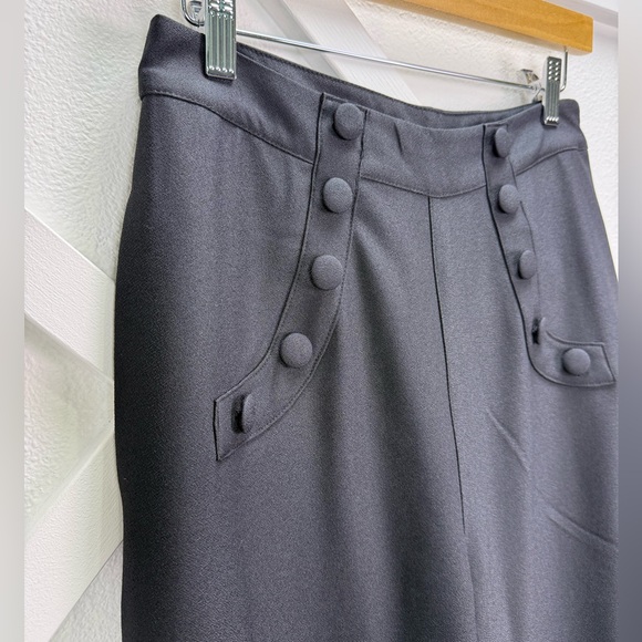 Banned Apparel 1960 Black High Waist Crepe Full Moon Sailor Wide Leg Pants Small - Picture 5 of 12